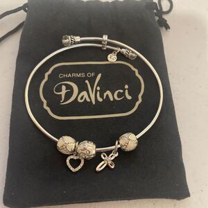 DaVinci Enamel Charm Bracelet w/Charms Heart Cross